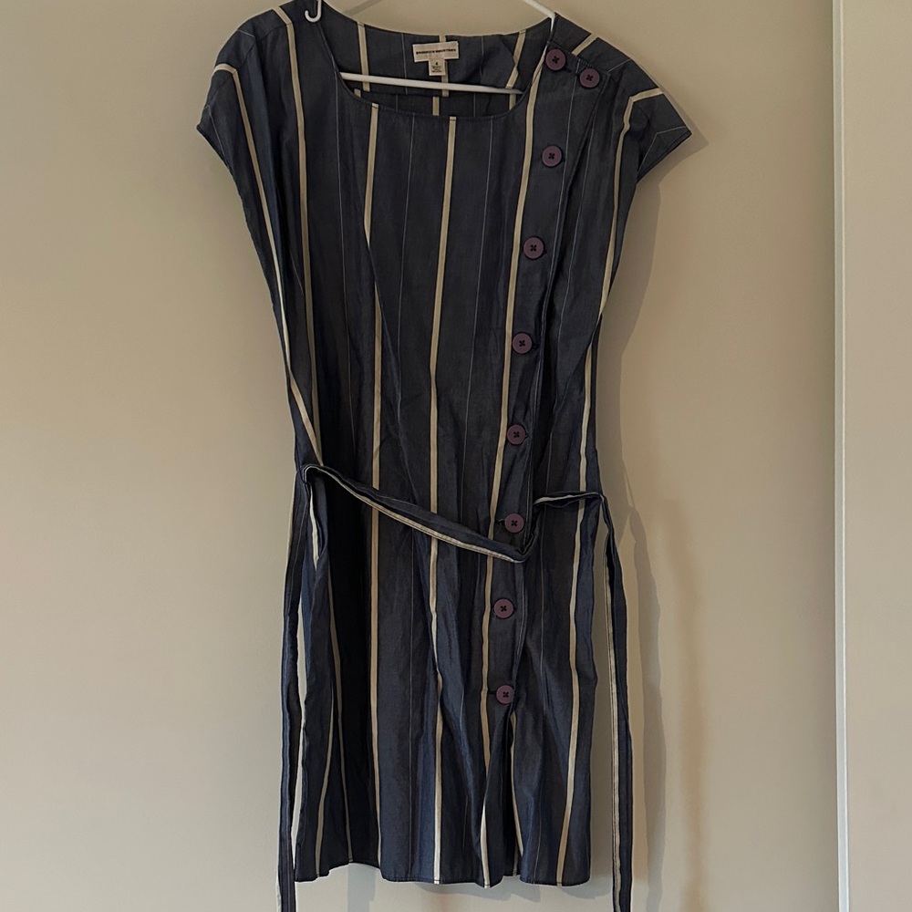 Brooklyn Industries Asymmetrical Navy Dress with Stripes